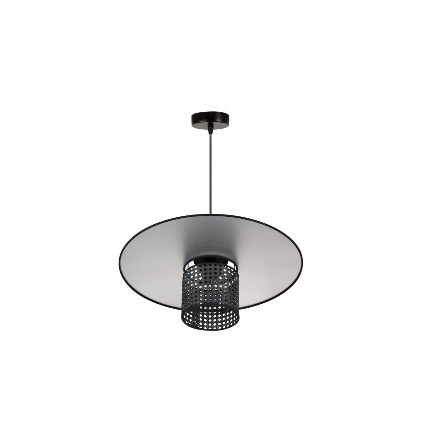 Duolla - Candeeiro suspenso TOKYO RATTAN 1xE27/15W/230V diâmetro 50 cm preto/prateado