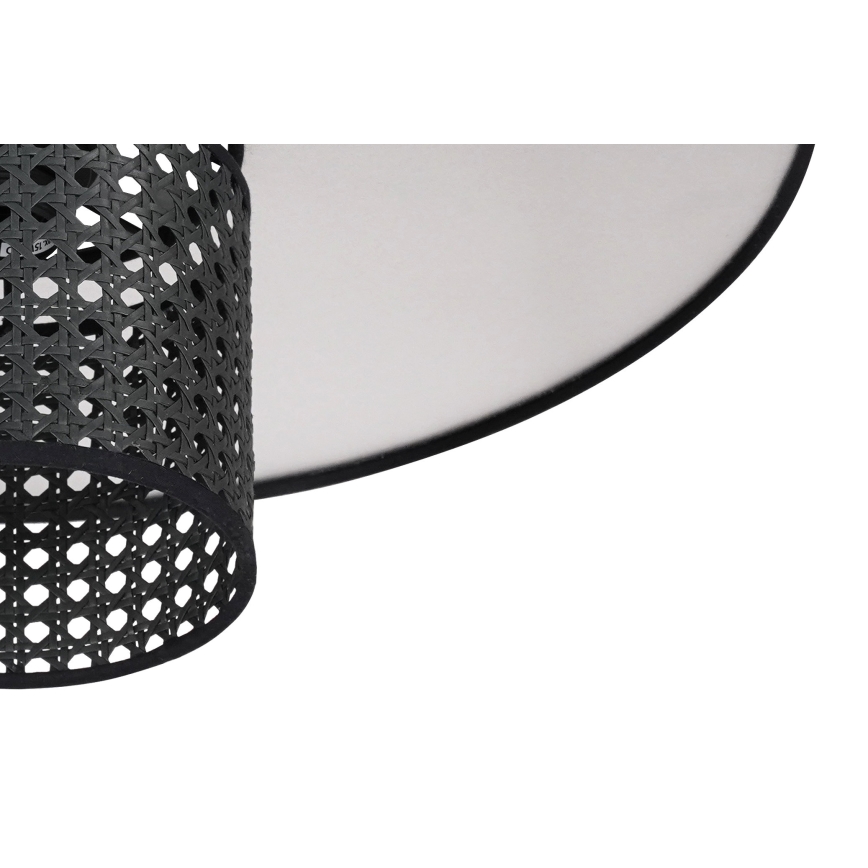 Duolla - Candeeiro suspenso TOKYO RATTAN 1xE27/15W/230V diâmetro 50 cm preto/prateado