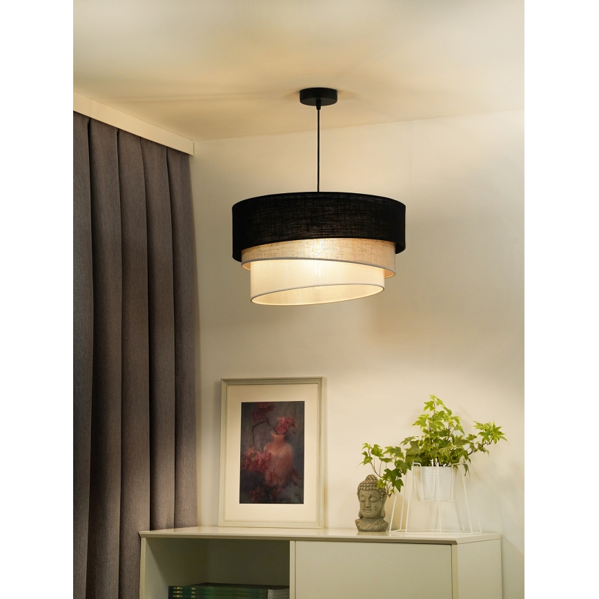 Duolla - Candeeiro suspenso TRIO 1xE27/15W/230V diâmetro 45 cm preto/cinzento/branco