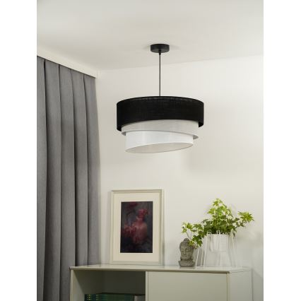 Duolla - Candeeiro suspenso TRIO 1xE27/15W/230V diâmetro 45 cm preto/cinzento/branco