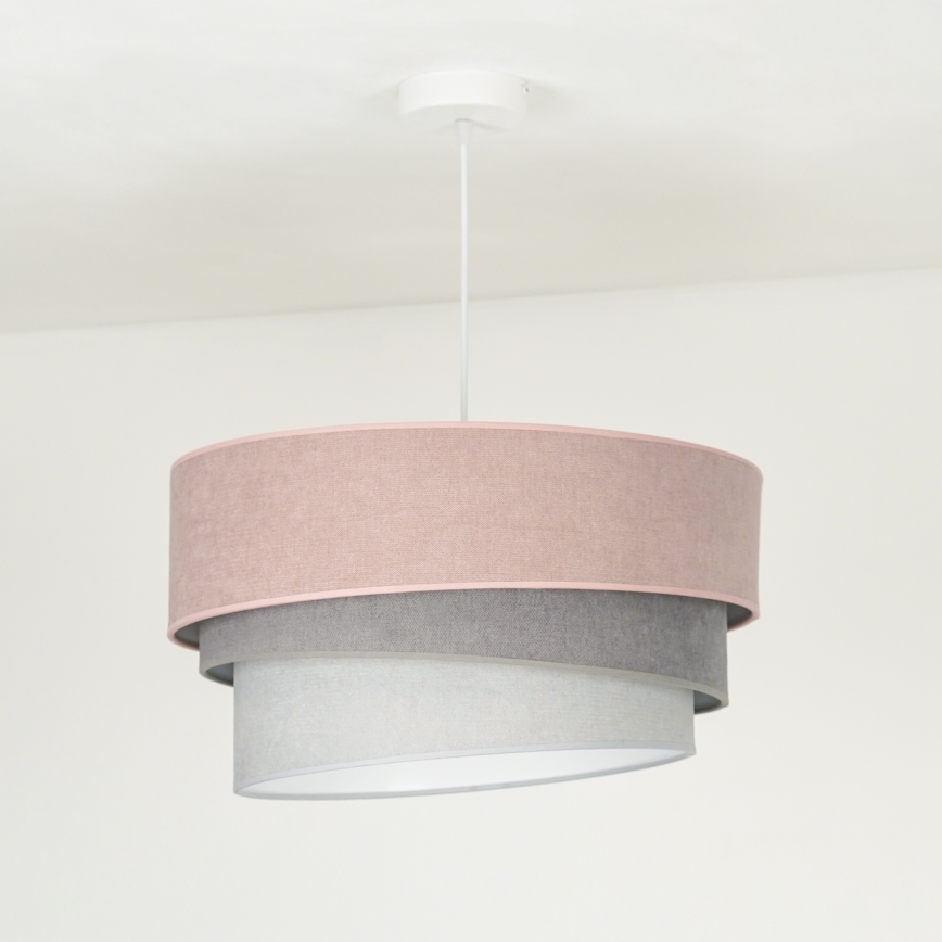 Duolla - Candeeiro suspenso TRIO 1xE27/15W/230V diâmetro 45 cm rosa/cinzento/branco