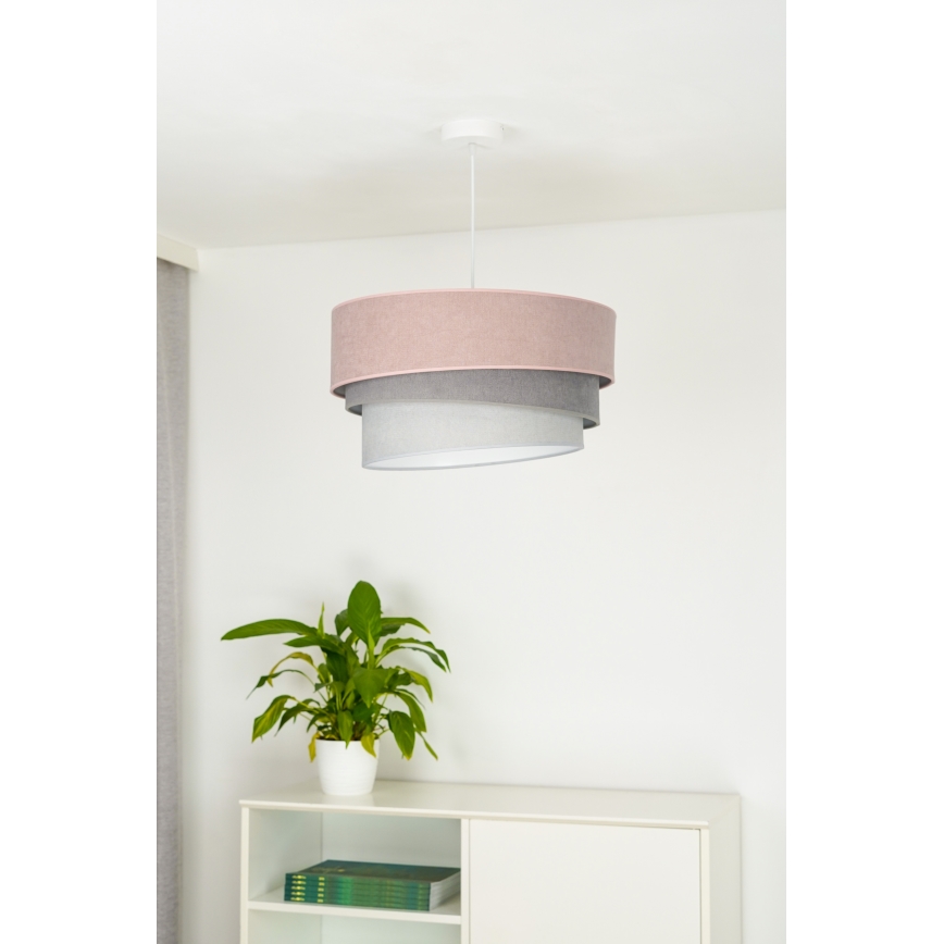 Duolla - Candeeiro suspenso TRIO 1xE27/15W/230V diâmetro 45 cm rosa/cinzento/branco