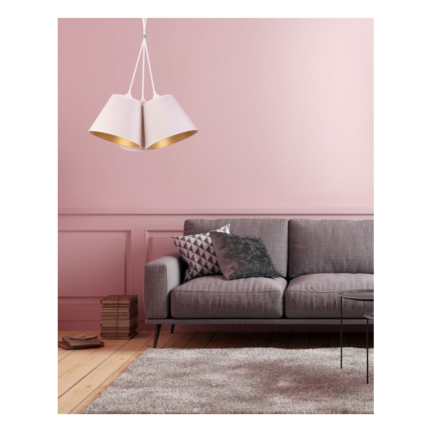 Duolla - Candeeiro suspenso TWIGGY 3xE27/40W/230V diâmetro 60 cm branco