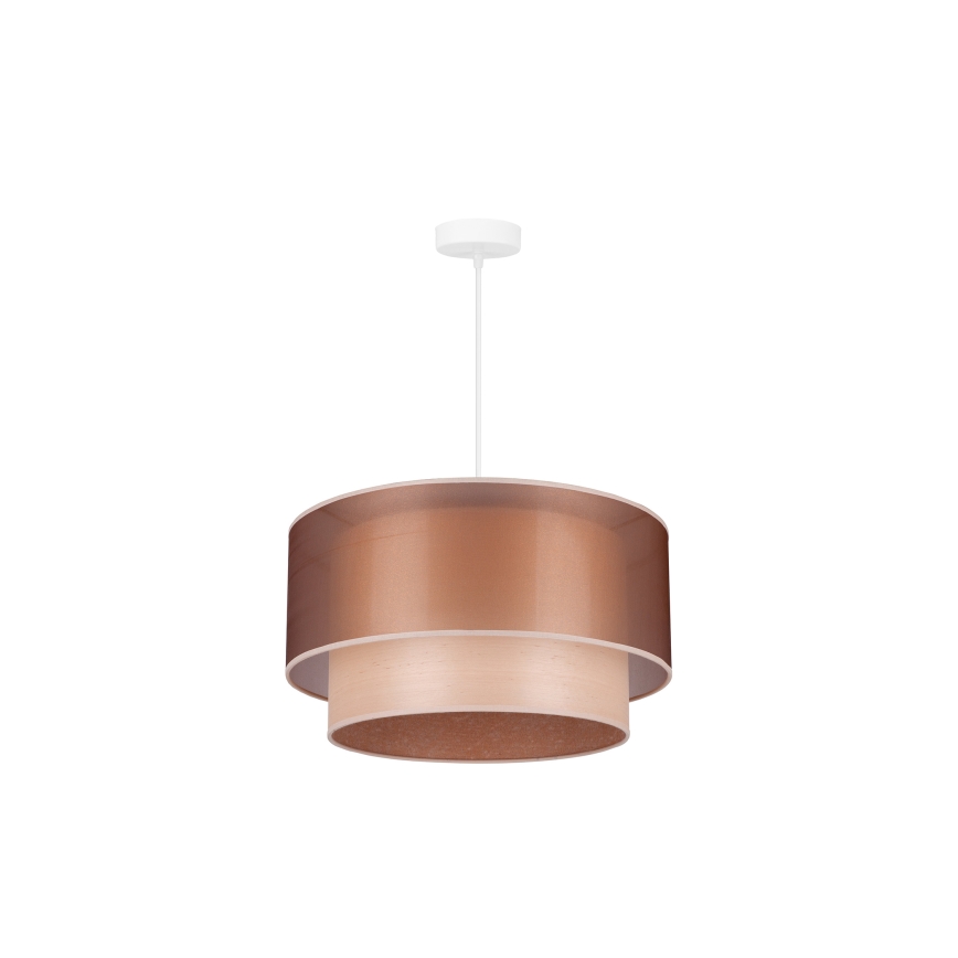 Duolla - Candeeiro suspenso WOOD BOHO 1xE27/15W/230V diâmetro 45 cm cobre/bege