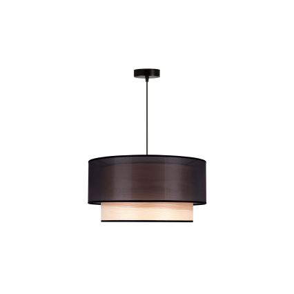 Duolla - Candeeiro suspenso WOOD BOHO 1xE27/15W/230V diâmetro 45 cm preto/bege