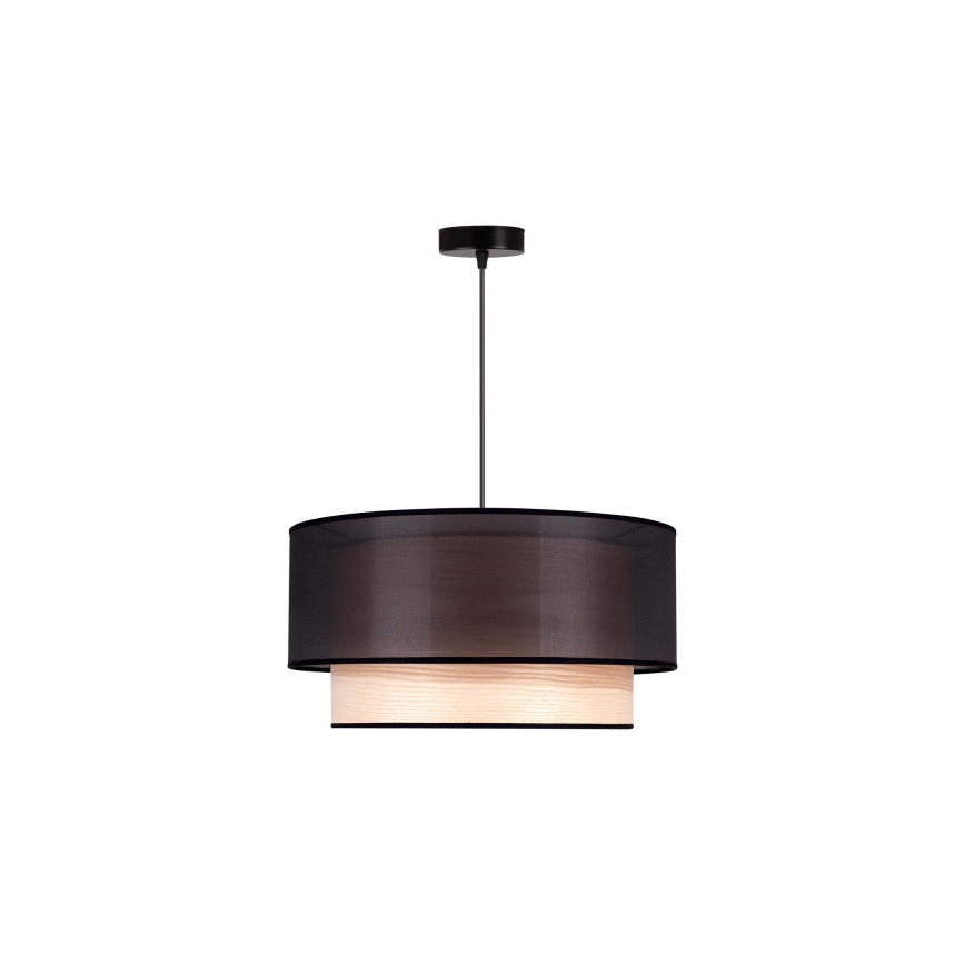 Duolla - Candeeiro suspenso WOOD BOHO 1xE27/15W/230V diâmetro 45 cm preto/bege