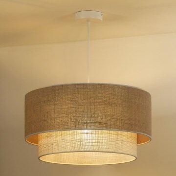 Duolla - Candeeiro suspenso YUTE BOHO 1xE27/15W/230V diâmetro 45 cm castanho/creme
