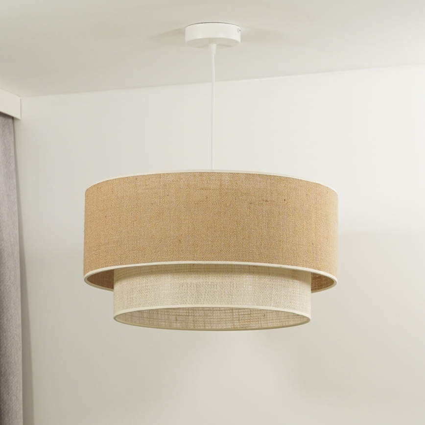 Duolla - Candeeiro suspenso YUTE BOHO 1xE27/15W/230V diâmetro 45 cm castanho/creme