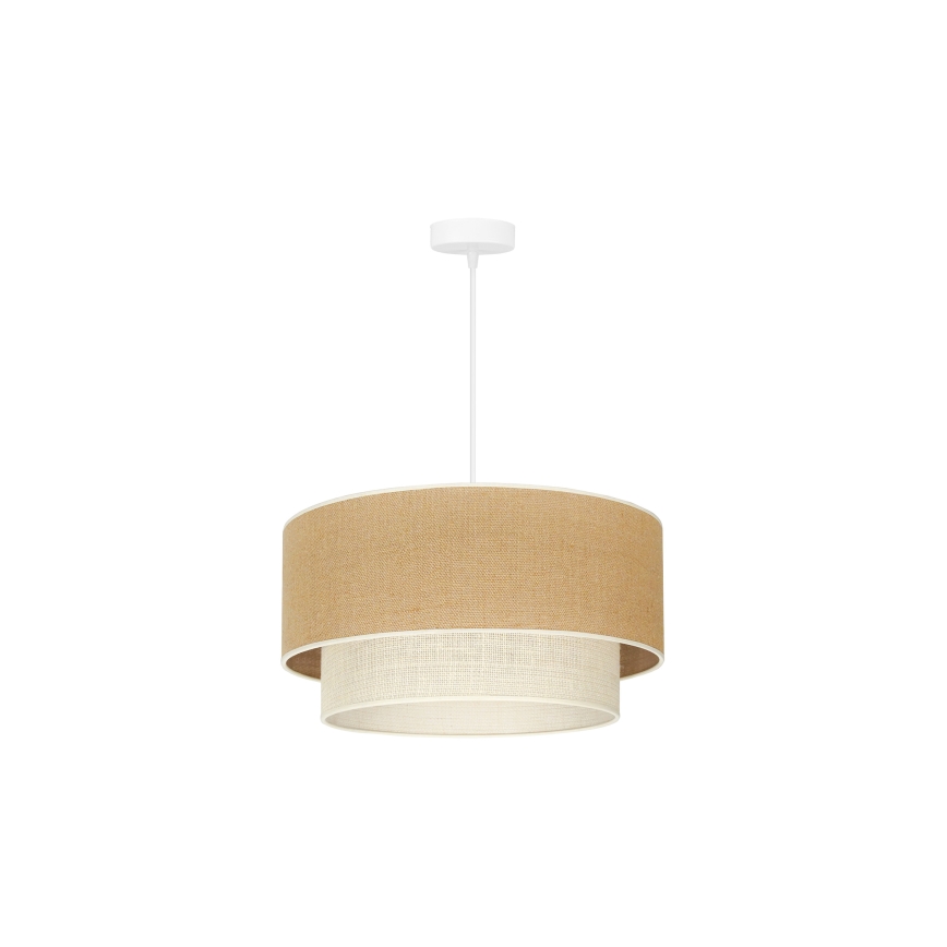 Duolla - Candeeiro suspenso YUTE BOHO 1xE27/15W/230V diâmetro 45 cm castanho/creme