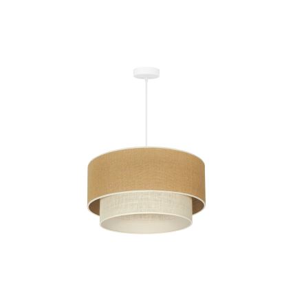 Duolla - Candeeiro suspenso YUTE BOHO 1xE27/15W/230V diâmetro 45 cm castanho/creme