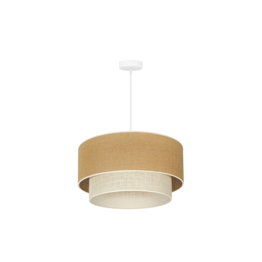 Duolla - Candeeiro suspenso YUTE BOHO 1xE27/15W/230V diâmetro 45 cm castanho/creme