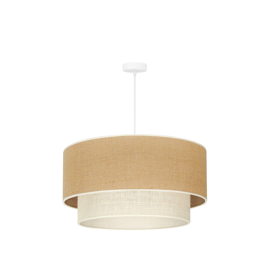 Duolla - Candeeiro suspenso YUTE BOHO 3xE27/15W/230V diâmetro 60 cm castanho/creme