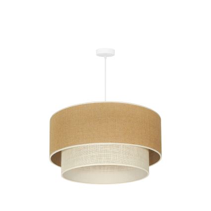 Duolla - Candeeiro suspenso YUTE BOHO 3xE27/15W/230V diâmetro 60 cm castanho/creme