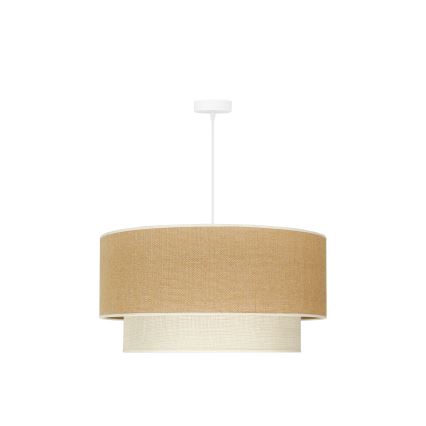 Duolla - Candeeiro suspenso YUTE BOHO 3xE27/15W/230V diâmetro 60 cm castanho/creme