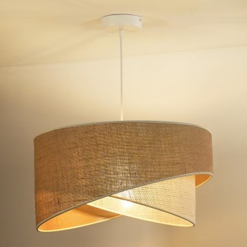 Duolla - Candeeiro suspenso YUTE CELLO 1xE27/15W/230V diâmetro 45 cm castanho/cinzento