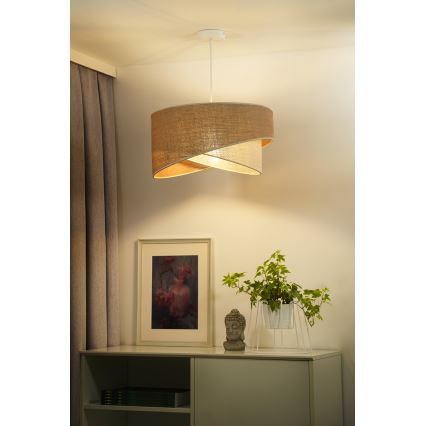 Duolla - Candeeiro suspenso YUTE CELLO 1xE27/15W/230V diâmetro 45 cm castanho/cinzento