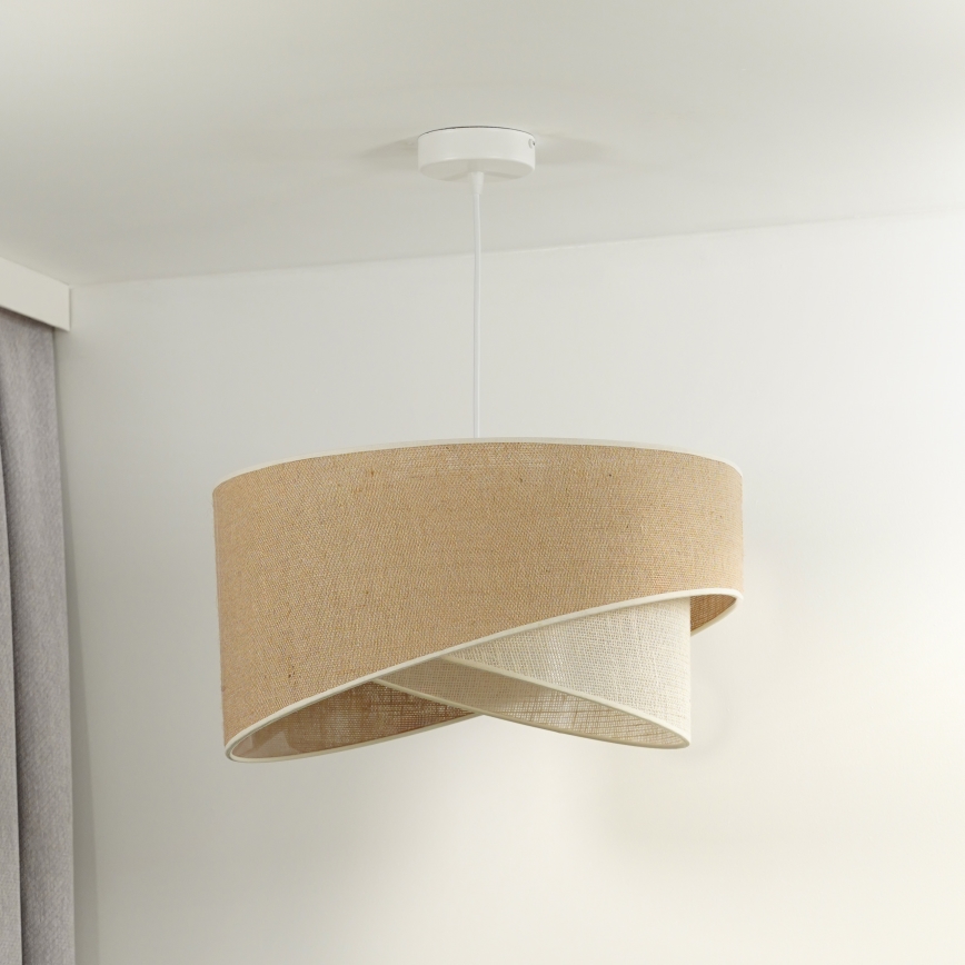 Duolla - Candeeiro suspenso YUTE CELLO 1xE27/15W/230V diâmetro 45 cm castanho/cinzento