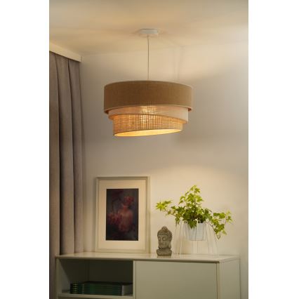 Duolla - Candeeiro suspenso YUTE TRIO 1xE27/15W/230V diâmetro 45 cm castanho/cinzento/bege