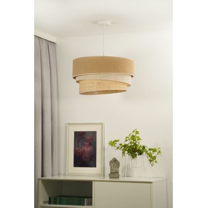 Duolla - Candeeiro suspenso YUTE TRIO 1xE27/15W/230V diâmetro 45 cm castanho/cinzento/bege