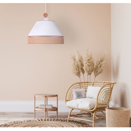 Duolla - Candelabro suspenso AVIGNON 1xE27/15W/230V diâmetro 50 cm branco/castanho