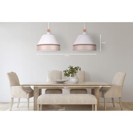 Duolla - Candelabro suspenso AVIGNON 2xE27/15W/230V branco/bege