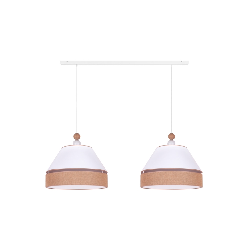 Duolla - Candelabro suspenso AVIGNON 2xE27/15W/230V branco/castanho