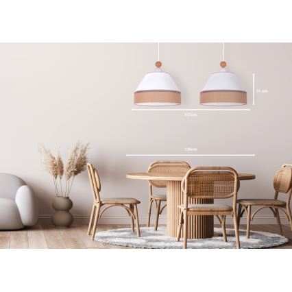 Duolla - Candelabro suspenso AVIGNON 2xE27/15W/230V branco/castanho