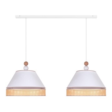 Duolla - Candelabro suspenso AVIGNON 2xE27/15W/230V branco/vime