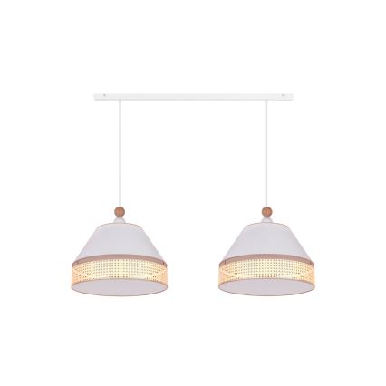Duolla - Candelabro suspenso AVIGNON 2xE27/15W/230V branco/vime