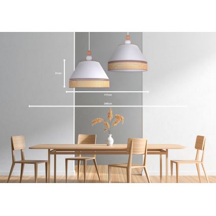 Duolla - Candelabro suspenso AVIGNON 2xE27/15W/230V branco/vime