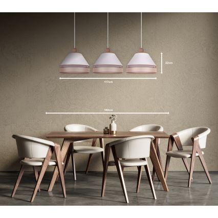 Duolla - Candelabro suspenso AVIGNON 3xE27/15W/230V branco/bege