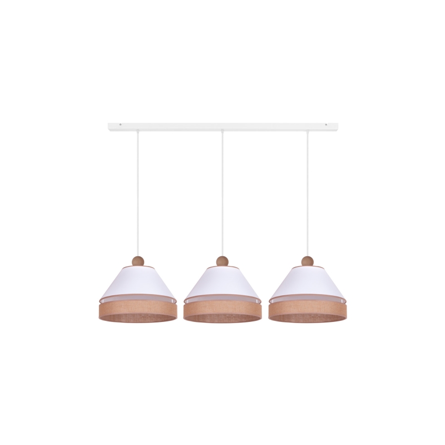 Duolla - Candelabro suspenso AVIGNON 3xE27/15W/230V branco/castanho