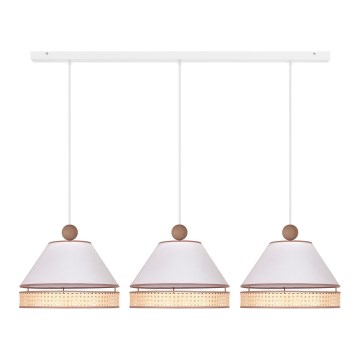 Duolla - Candelabro suspenso AVIGNON 3xE27/15W/230V branco/vime