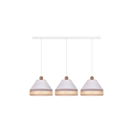 Duolla - Candelabro suspenso AVIGNON 3xE27/15W/230V branco/vime