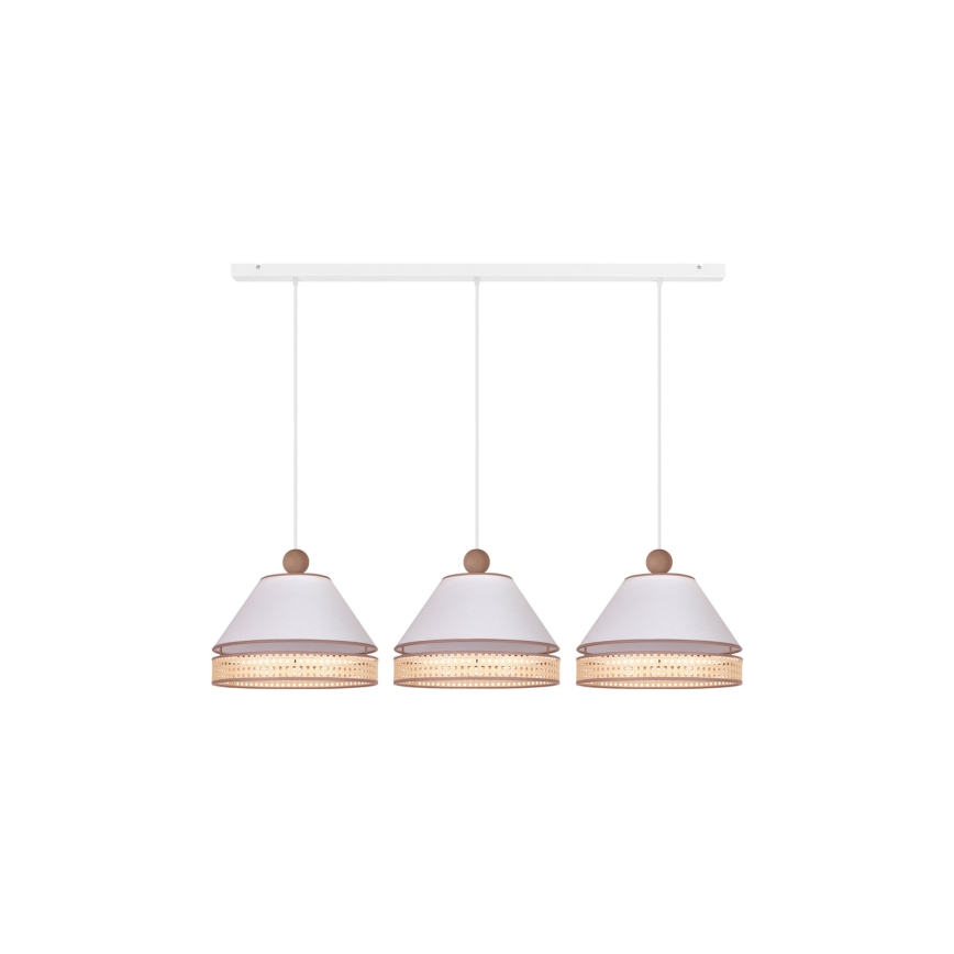 Duolla - Candelabro suspenso AVIGNON 3xE27/15W/230V branco/vime