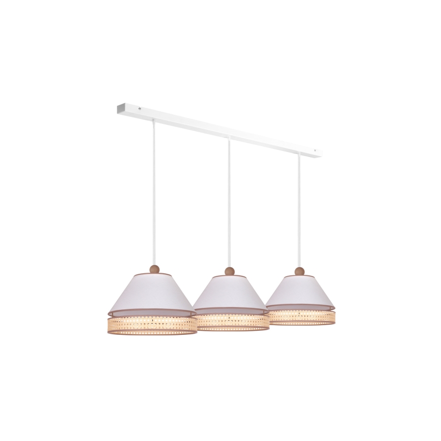 Duolla - Candelabro suspenso AVIGNON 3xE27/15W/230V branco/vime