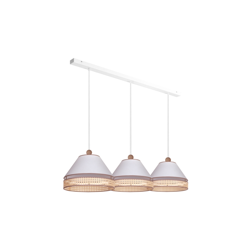 Duolla - Candelabro suspenso AVIGNON 3xE27/15W/230V branco/vime