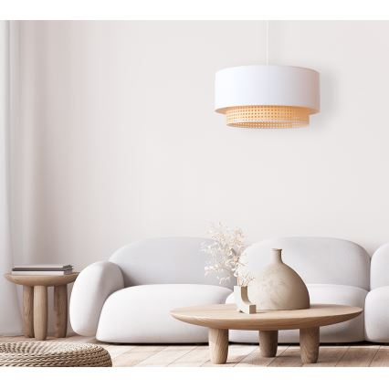 Duolla - Candelabro suspenso BOHO 1xE27/15W/230V d. 45 cm creme/vime