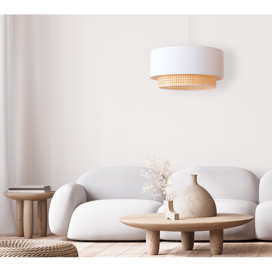 Duolla - Candelabro suspenso BOHO 1xE27/15W/230V d. 45 cm creme/vime