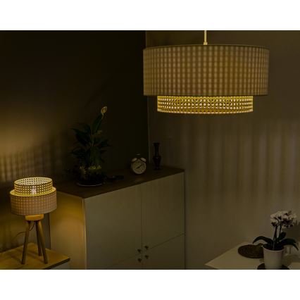 Duolla - Candelabro suspenso BOHO 1xE27/15W/230V d. 45 cm creme/vime