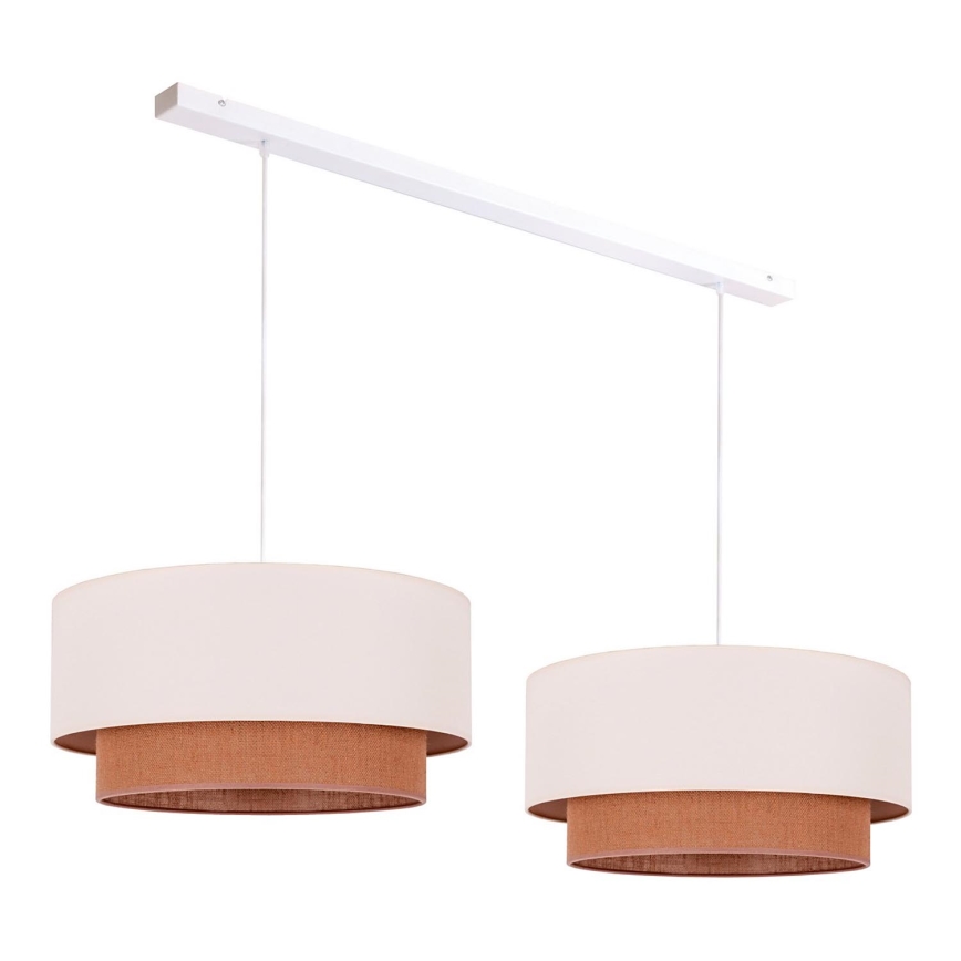 Duolla - Candelabro suspenso BOHO 2xE27/15W/230V bege/castanho