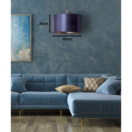Duolla - Candelabro suspenso CANNES 1xE27/15W/230V diâmetro 45 cm azul/cobre