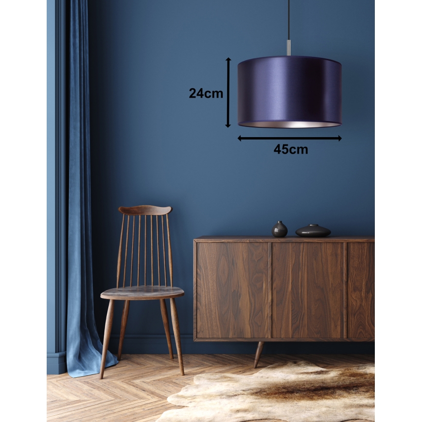Duolla - Candelabro suspenso CANNES 1xE27/15W/230V diâmetro 45 cm azul/prateado