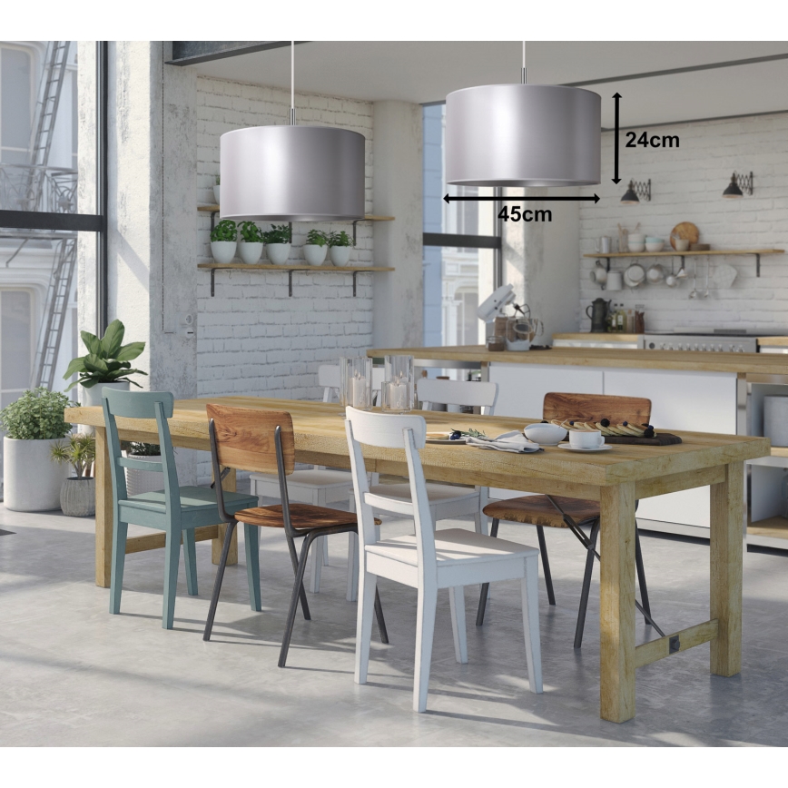 Duolla - Candelabro suspenso CANNES 1xE27/15W/230V diâmetro 45 cm prateado