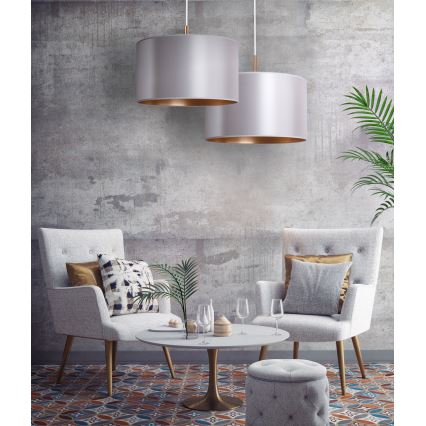 Duolla - Candelabro suspenso CANNES 1xE27/15W/230V diâmetro 50 cm prateado/cobre