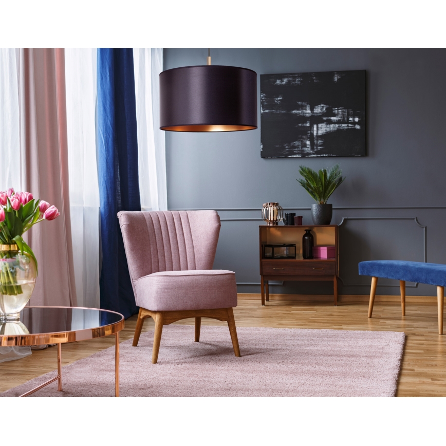 Duolla - Candelabro suspenso CANNES 1xE27/15W/230V diâmetro 50 cm preto/cobre