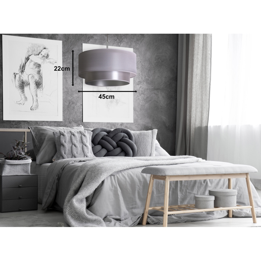 Duolla - Candelabro suspenso NANTES 1xE27/15W/230V diâmetro 45 cm prateado