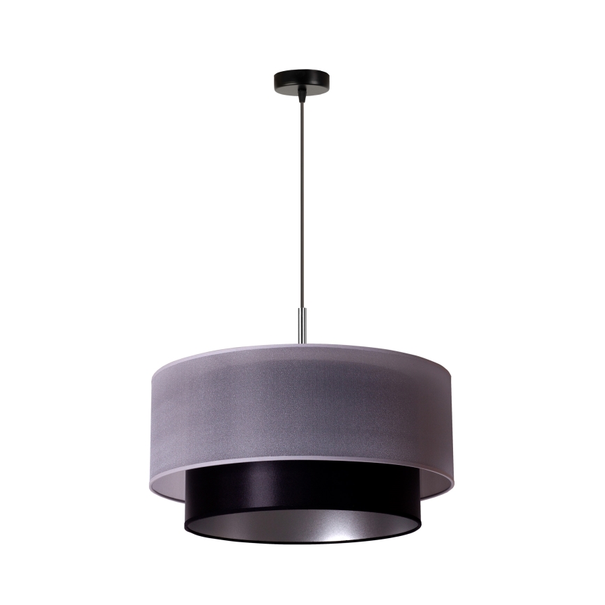 Duolla - Candelabro suspenso NANTES 1xE27/15W/230V diâmetro 45 cm prateado/preto