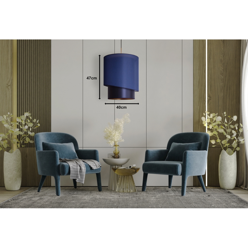 Duolla - Candelabro suspenso PARIS 1xE27/15W/230V diâmetro 40 cm azul/dourado