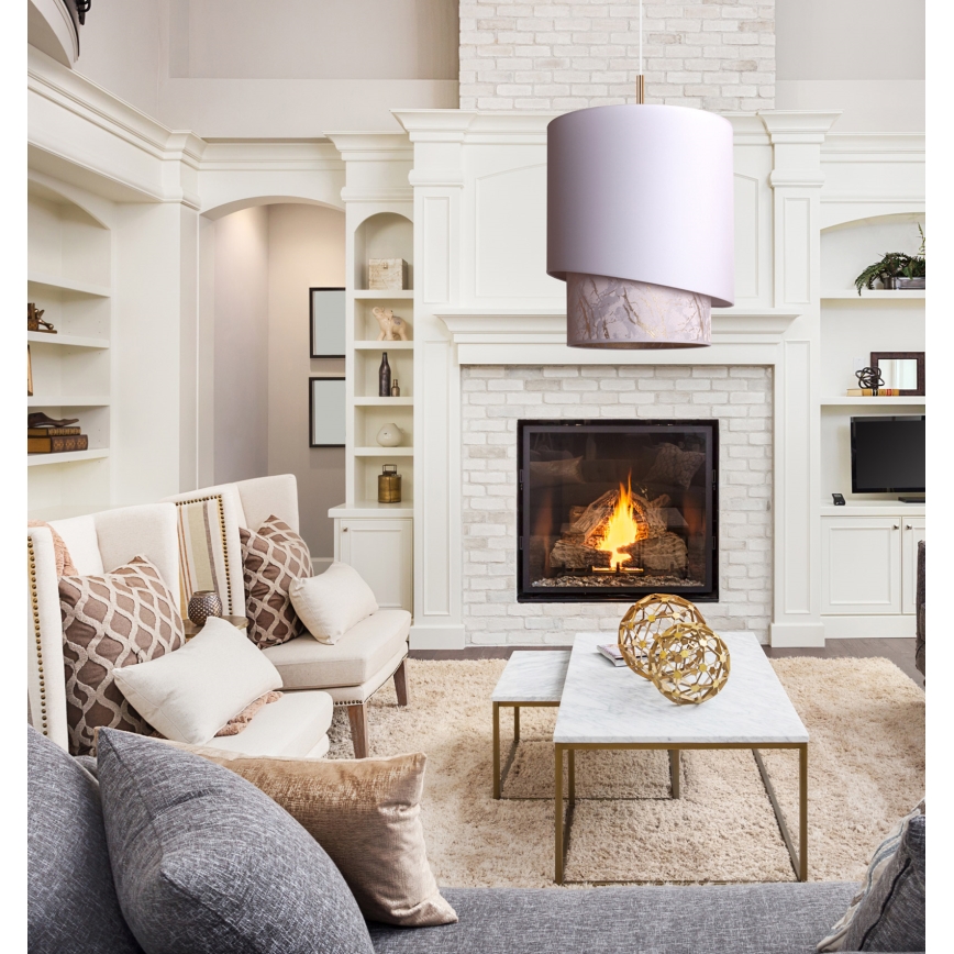 Duolla - Candelabro suspenso PARIS 1xE27/15W/230V diâmetro 40 cm branco/bege